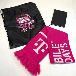 T Mobile Tuesdays Black Drawstring Bag Pink Robot Logo Scarf Bundle Notebook